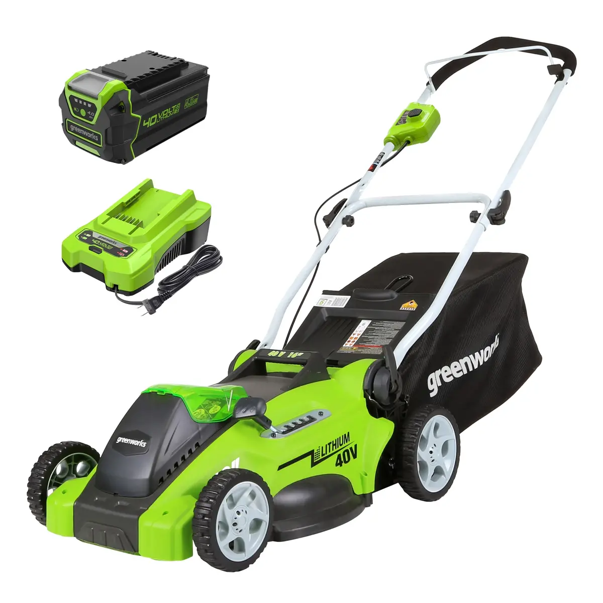 40V 16" Battery Lawn Mower - Cordless Push With 4.0Ah Battery & Charger 1