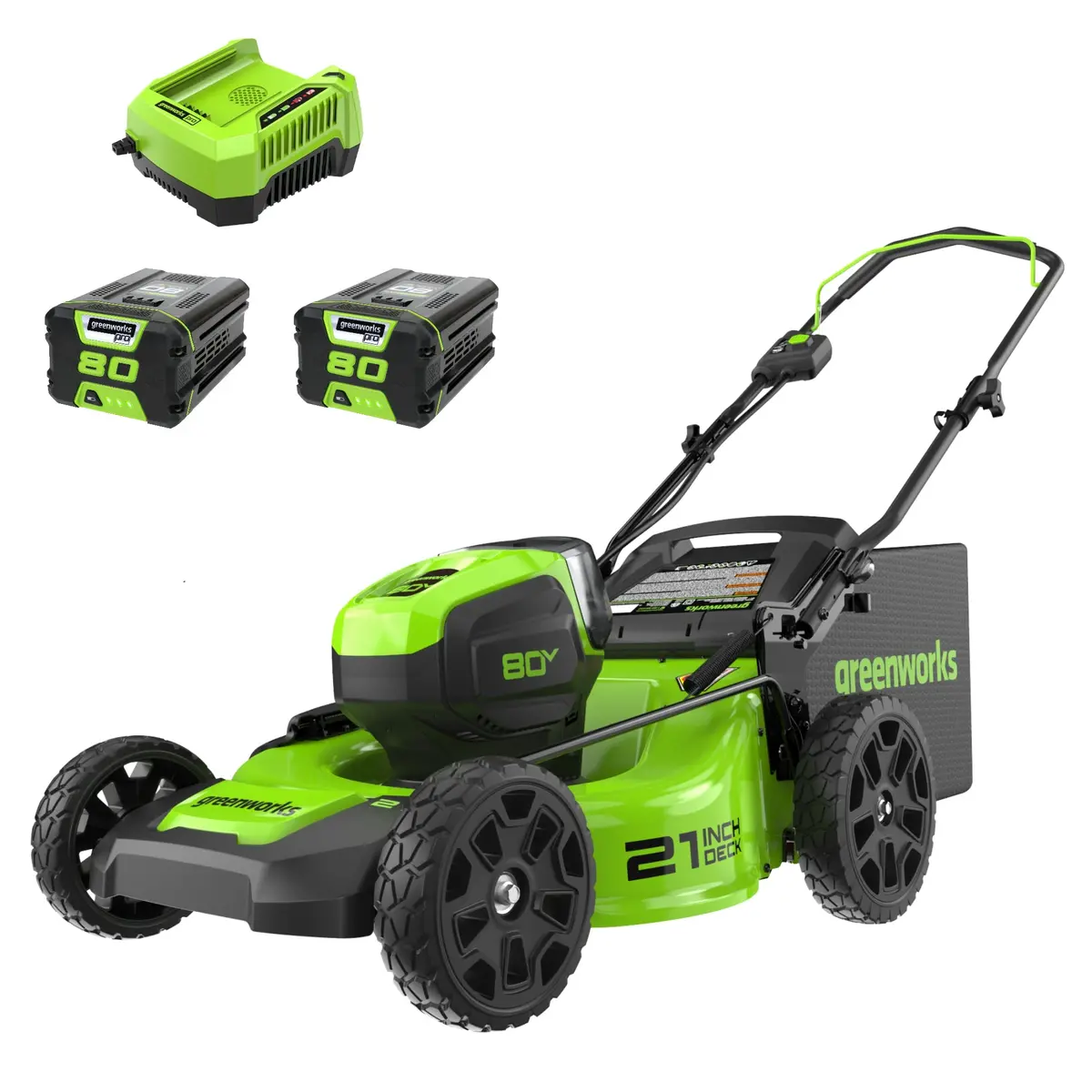 80V 21" Brushless Lawn Mower, (2) 2.0Ah Batteries And Charger Included - Glm801601 1