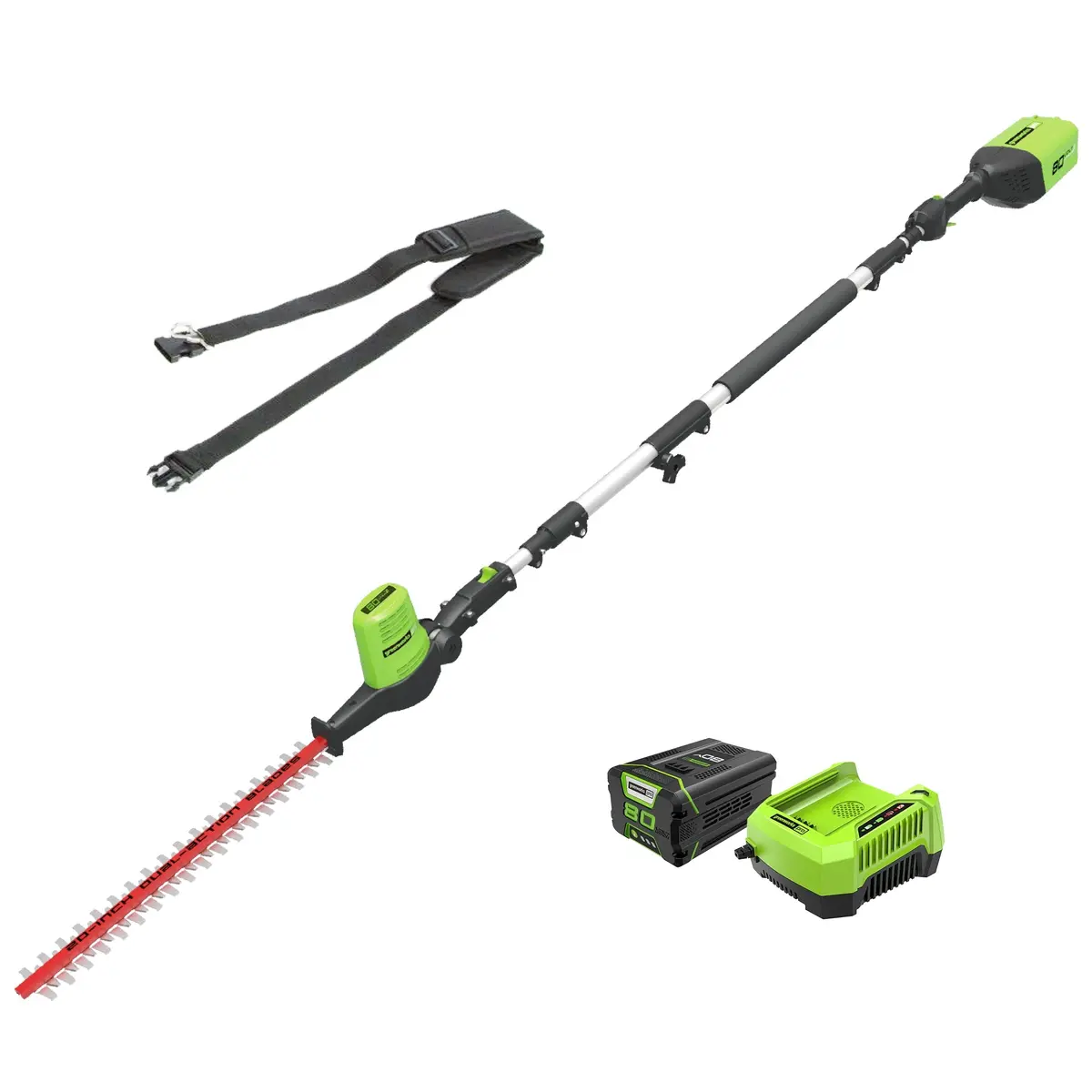 80V Pole Hedge Trimmer, 2.0Ah Battery And Charger Included 1