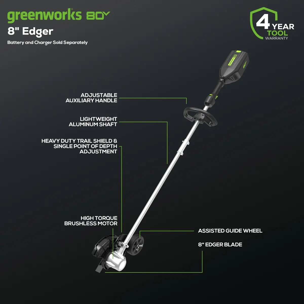 80V 8" Brushless Edger (Tool Only) 2