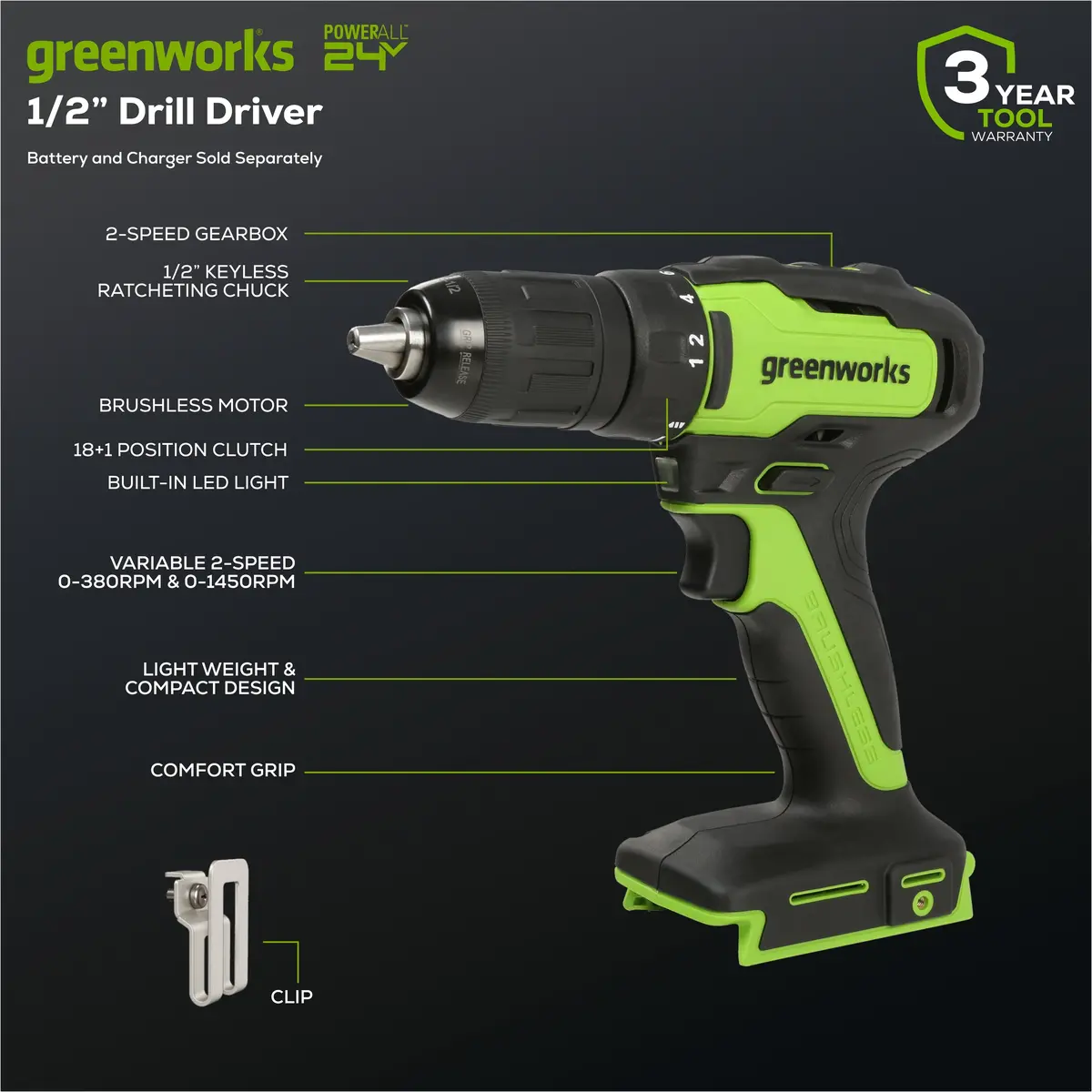 24V Brushless Drill / Driver (Tool Only) - Dd24l00 2