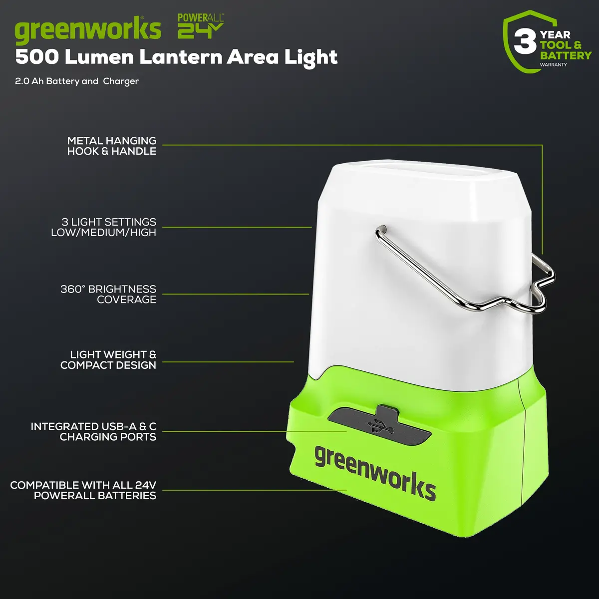 24V 500 Lumen Lantern (Tool Only) 2
