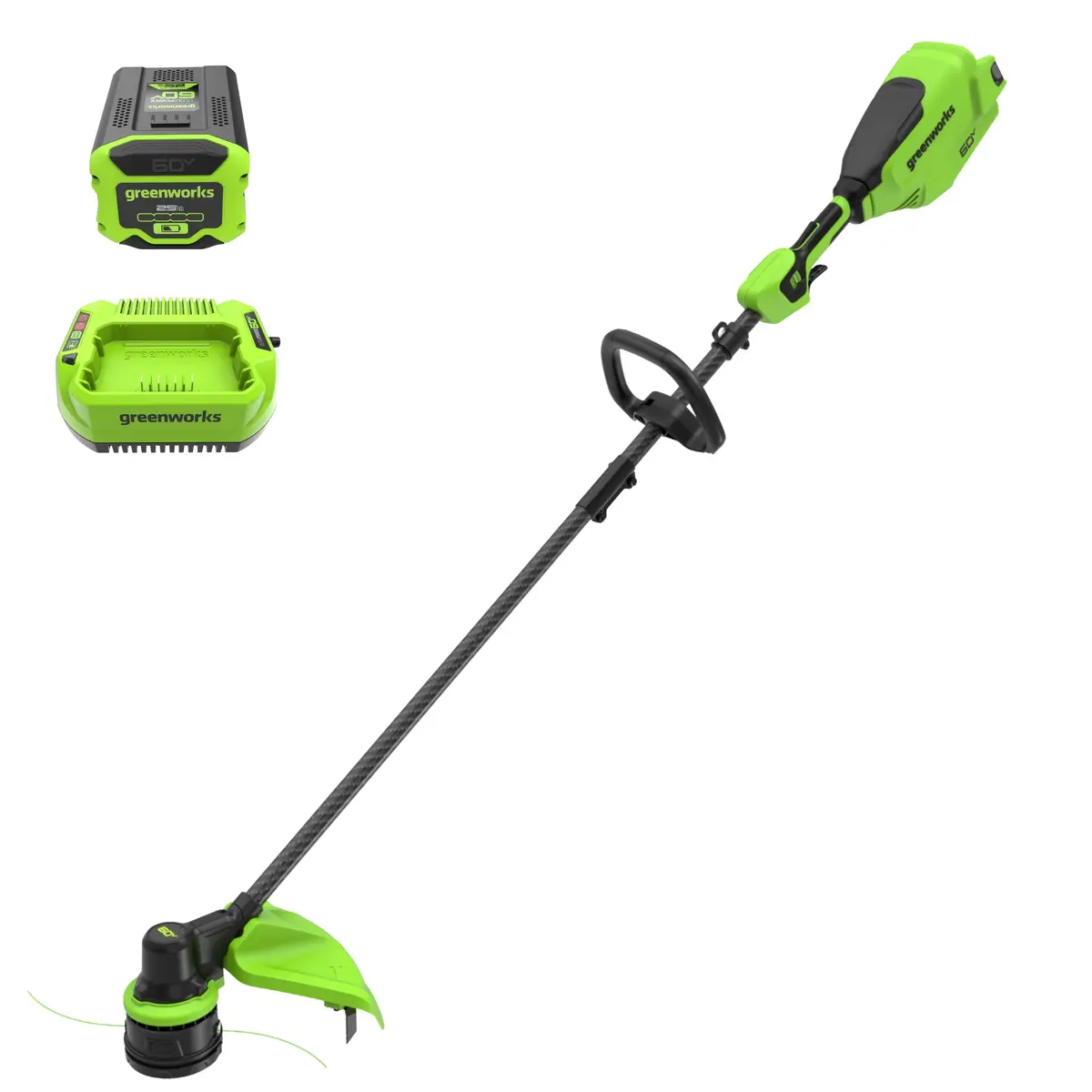 60V 16" Carbon Fiber Shaft String Trimmer, 2.5 Ah Battery & 3A Charger Included 1