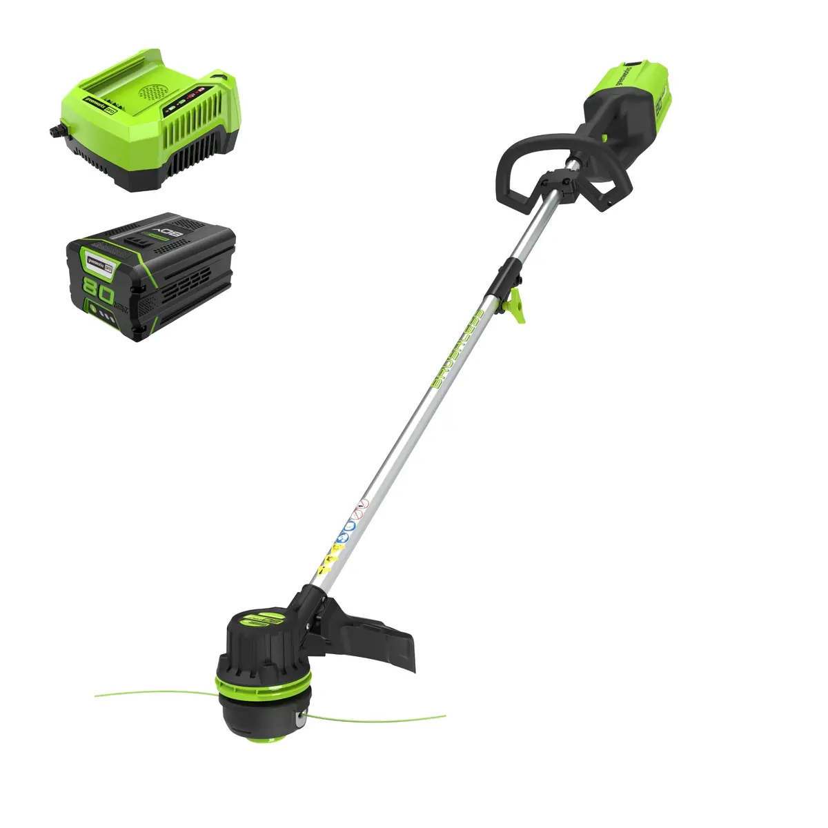 80V 16" Brushless String Trimmer, 2.0Ah Battery And Charger Included - St80l210 1