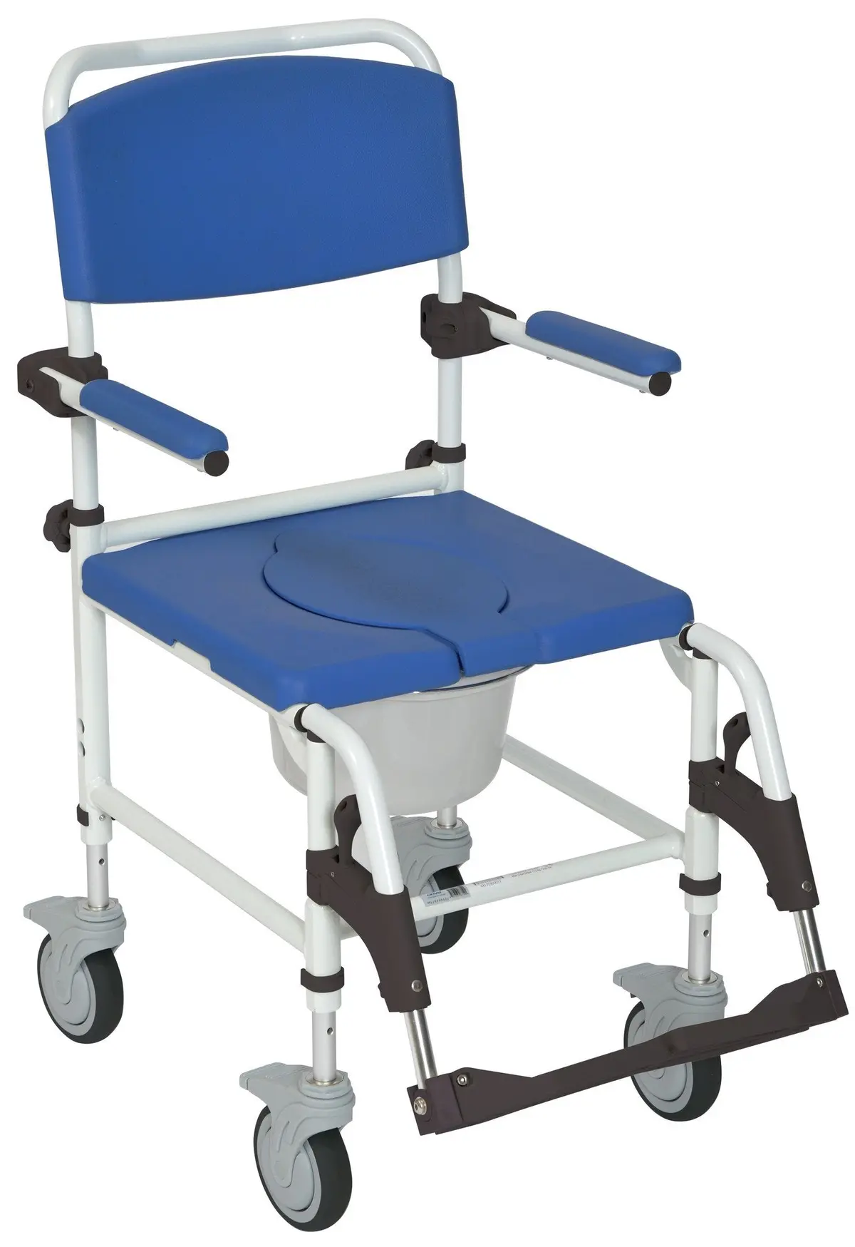 Aluminum Rehab Shower Commode Chair With Four Rear-Locking Casters 1