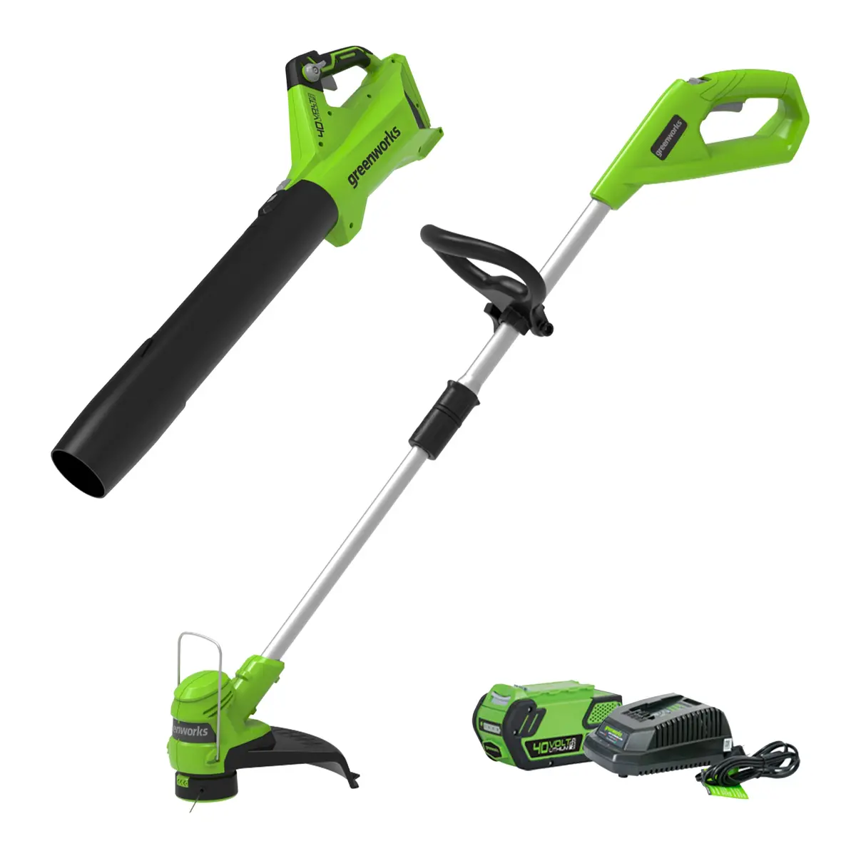 40V 12" String Trimmer & 40V 120 Mph - 450 Cfm Jet Blower, 4.0Ah Battery And Charger Included 1