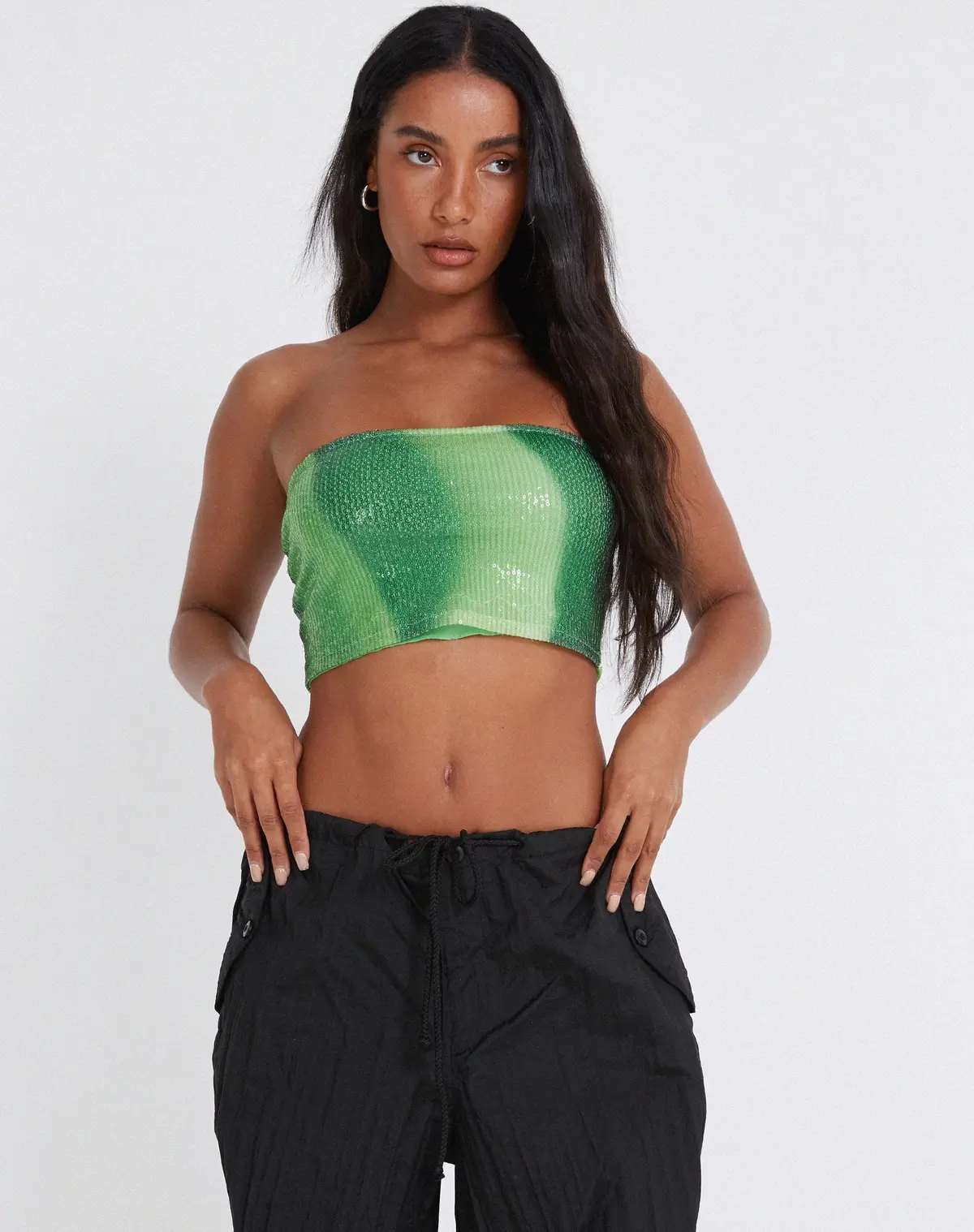 Bandira Bandeau Top In Sequin Solarized Green 5