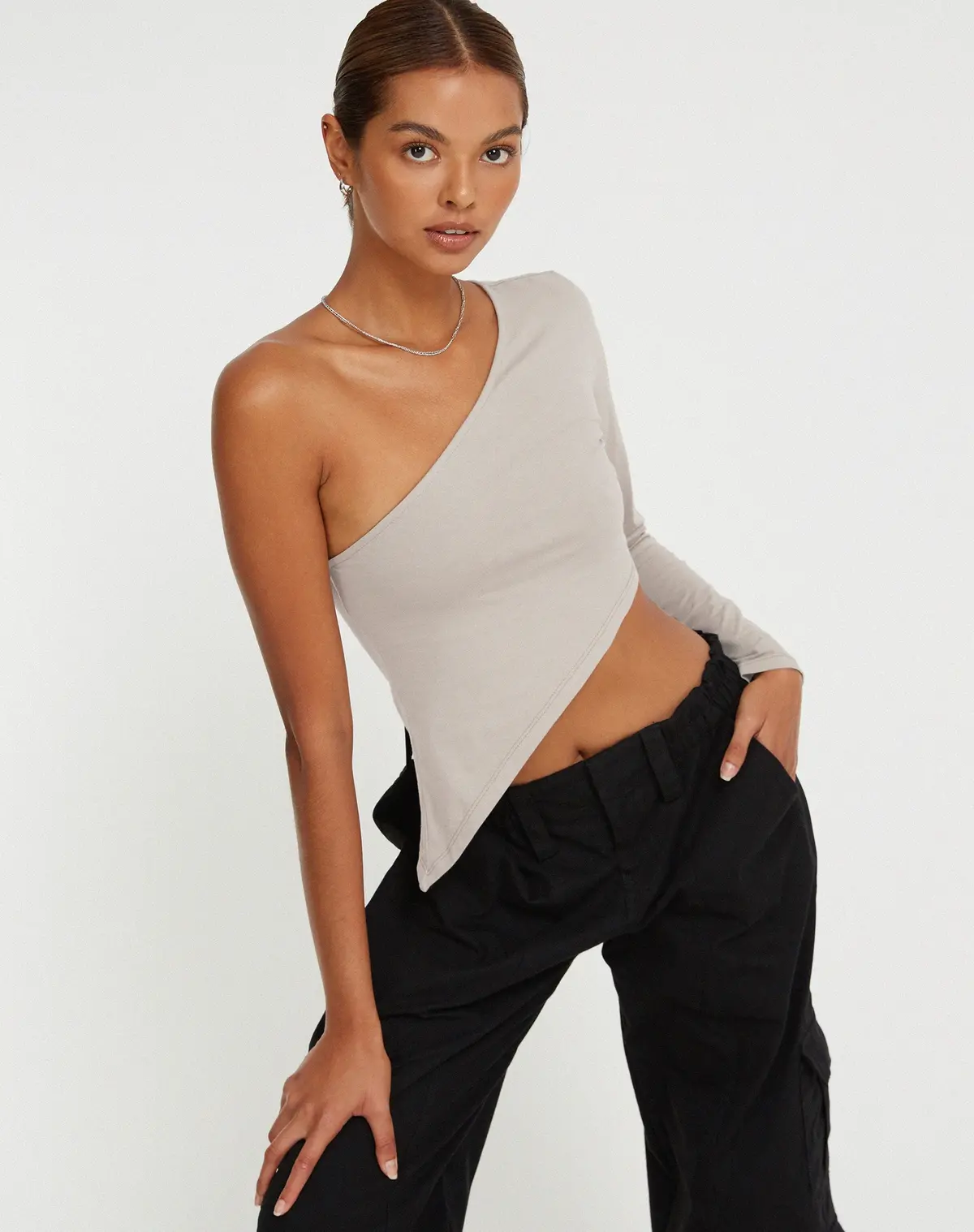 Baylee Crop Top In Oat Milk 1
