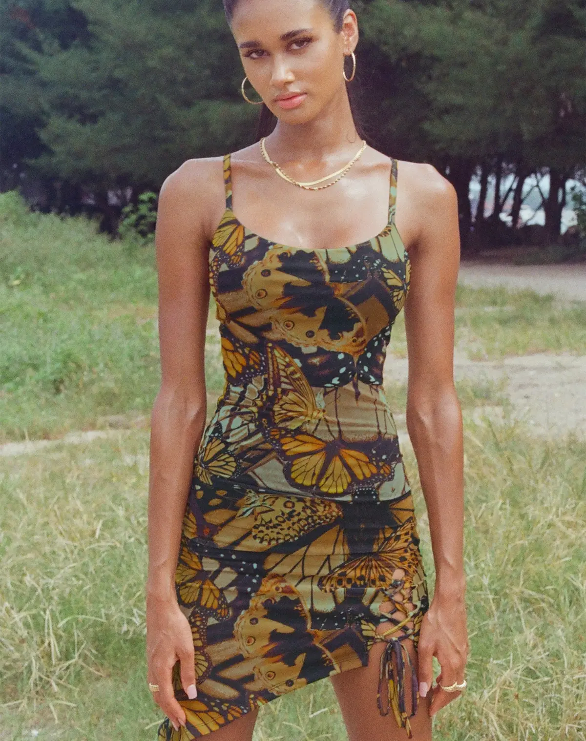 Benita Mini Dress In Butterfly Gold 1