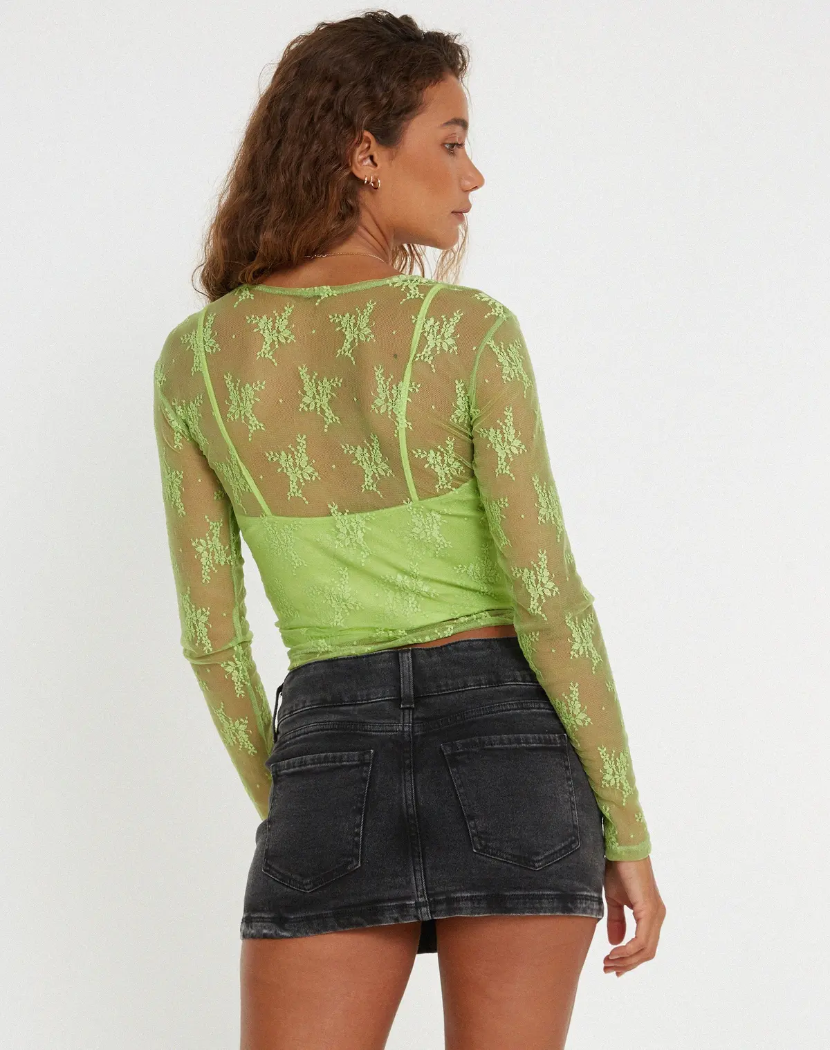 Bonca Long Sleeve Top In Lace Lime 2