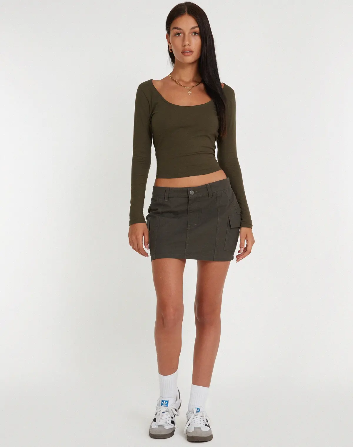 Bonlo Long Sleeve Top In Olive 4