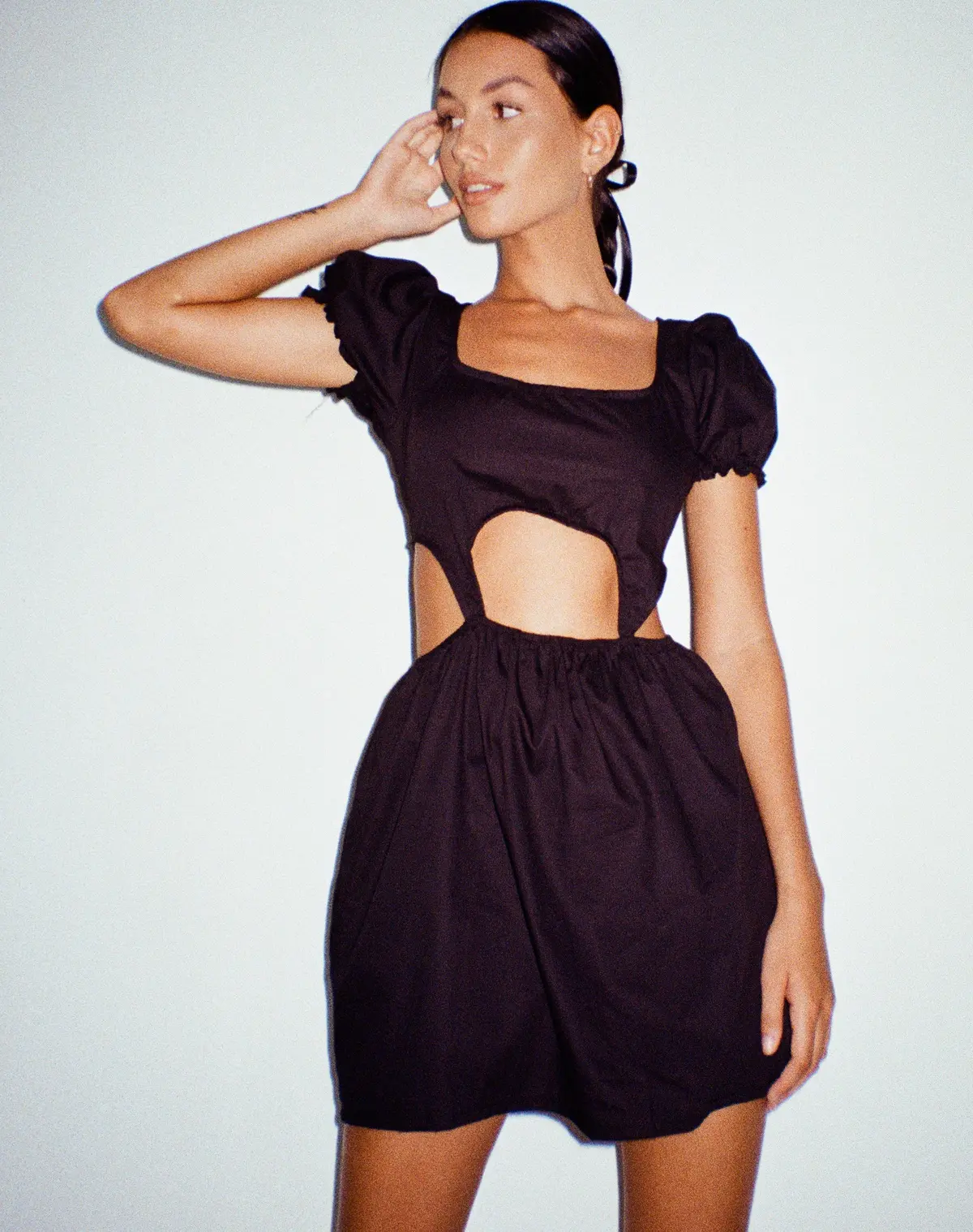 Brynlie Mini Dress In Poplin Black 1