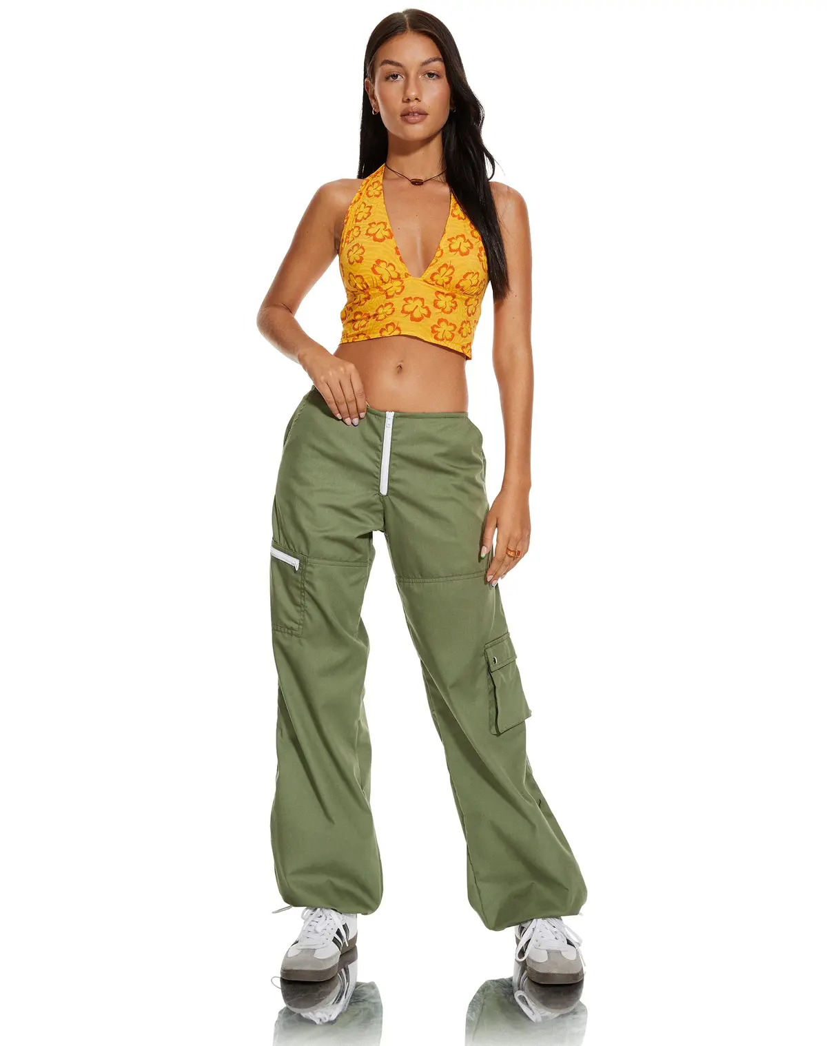Motel X Barbara Nanda Crop Top In Hibiscus Zebra Orange 4