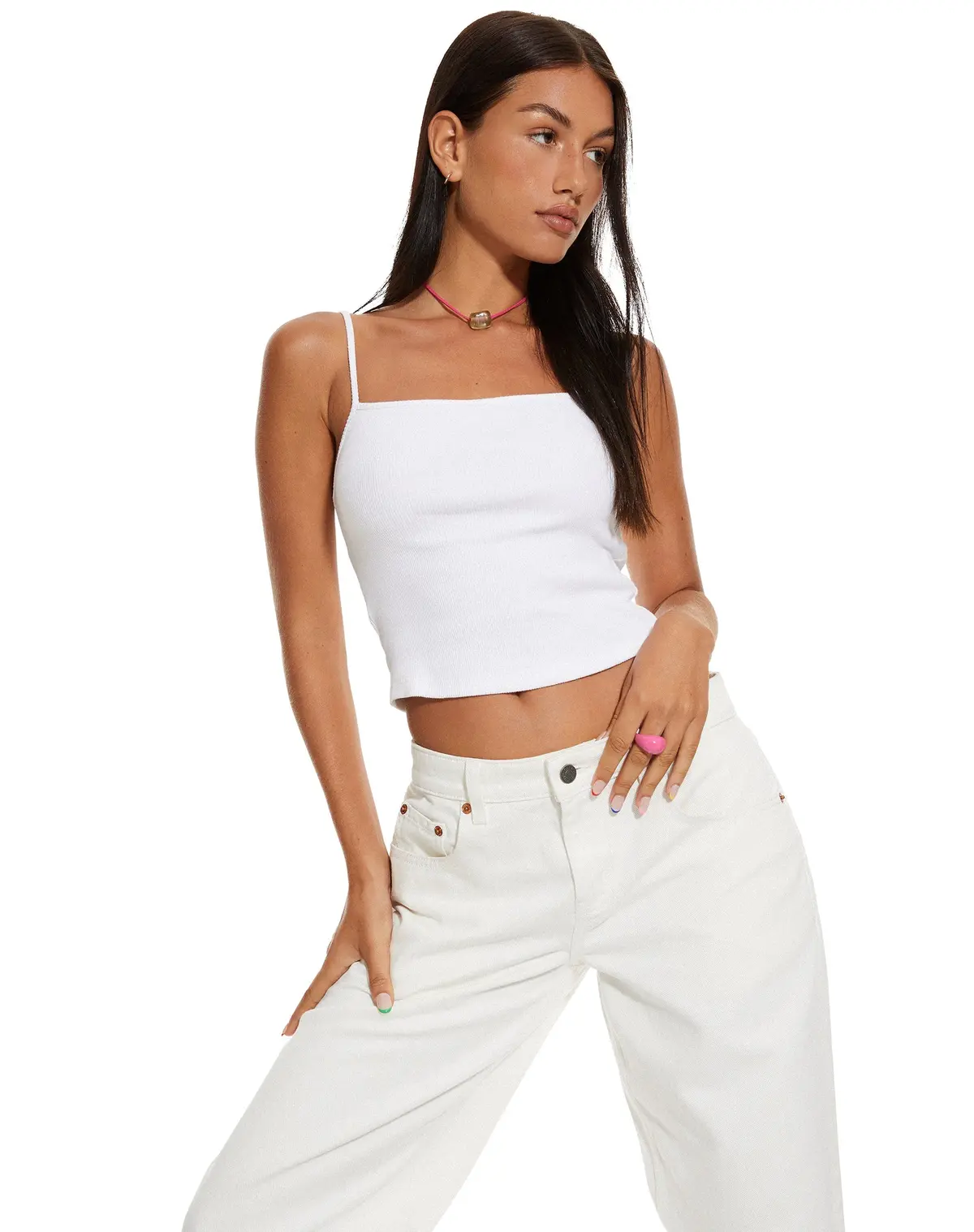 Motel X Barbara Yoon Ribbed Crop Top In White 1