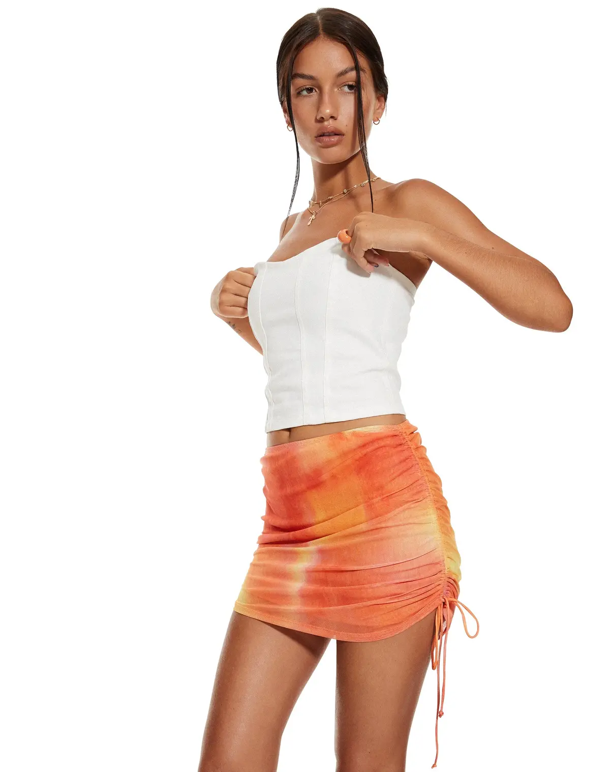 Motel X Barbara Menari Bodycon Skirt In Fruit Crush Watercolour 2