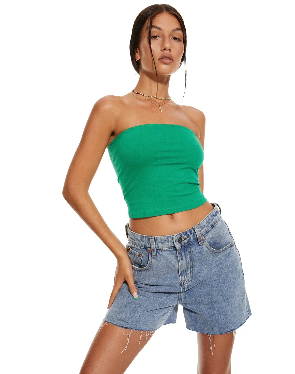 Motel X Barbara Shae Bandeau Top In Bush Green 1