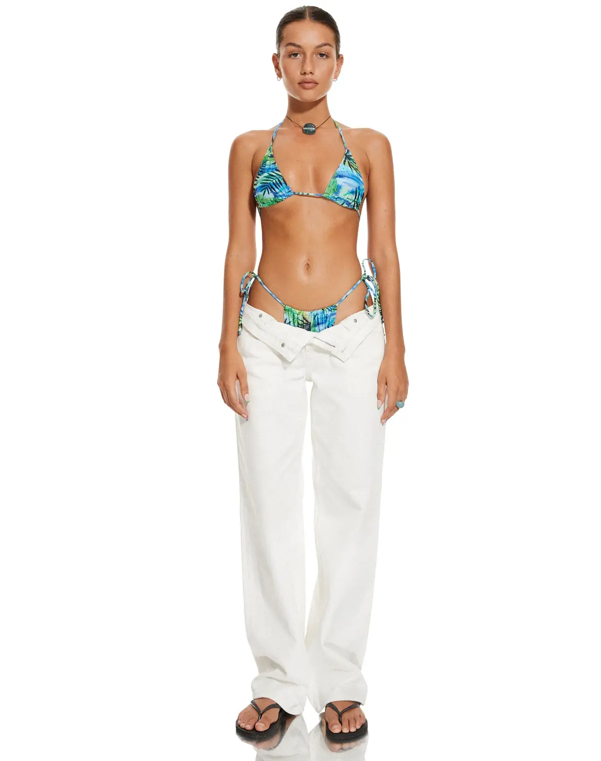 Motel X Barbara Pami Bikini Top In Tropical Palm 1