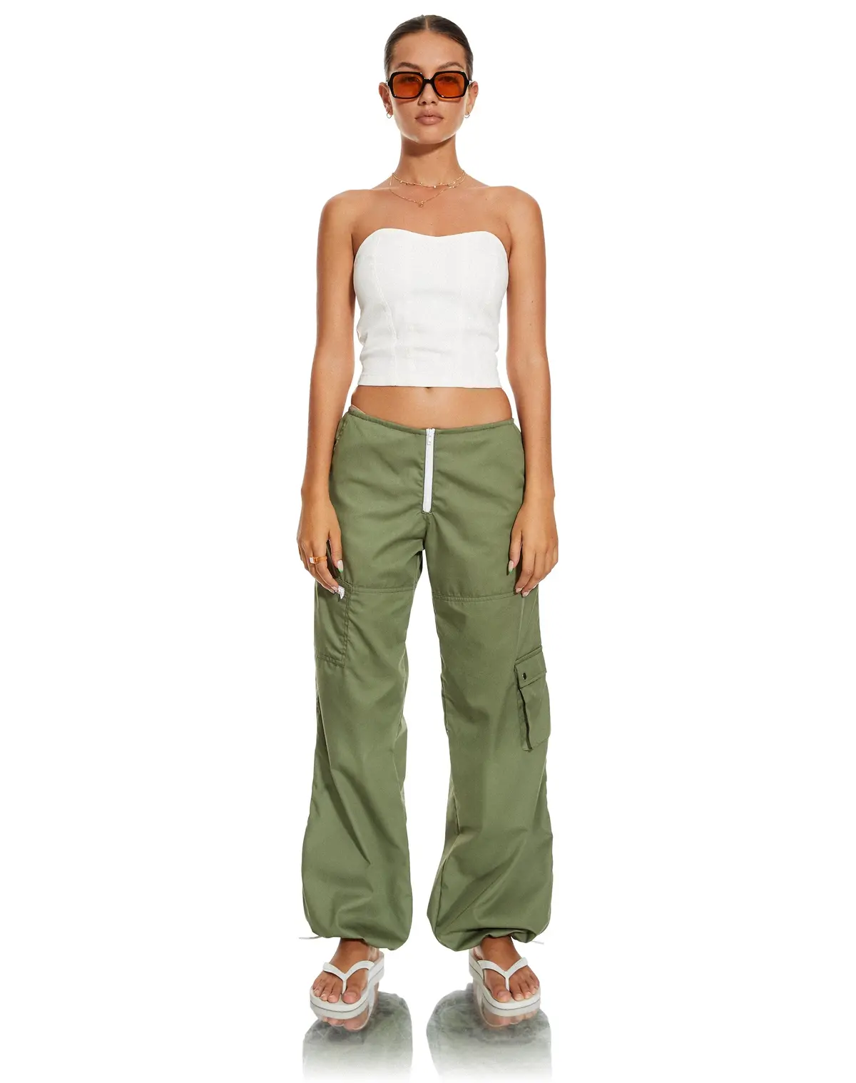 Motel X Barbara Xander Cargo Trouser In Cotton Drill Olive 1