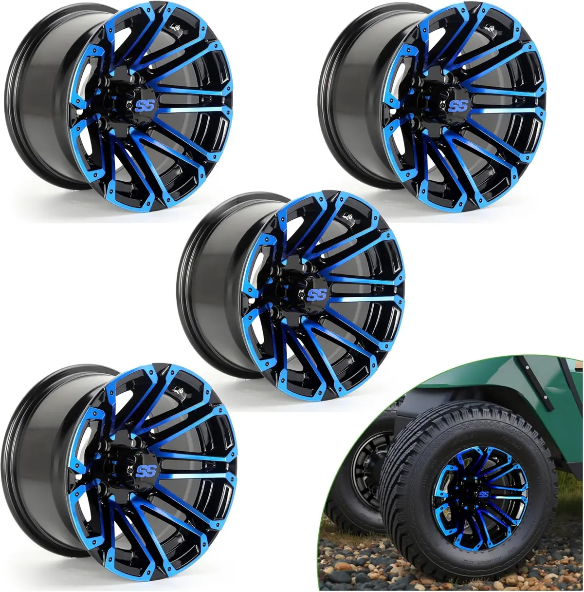 14 Inch Golf Cart Rims One-Piece Cast Aluminum Structure Stylish Appearance Upgrade - 10L0l 1