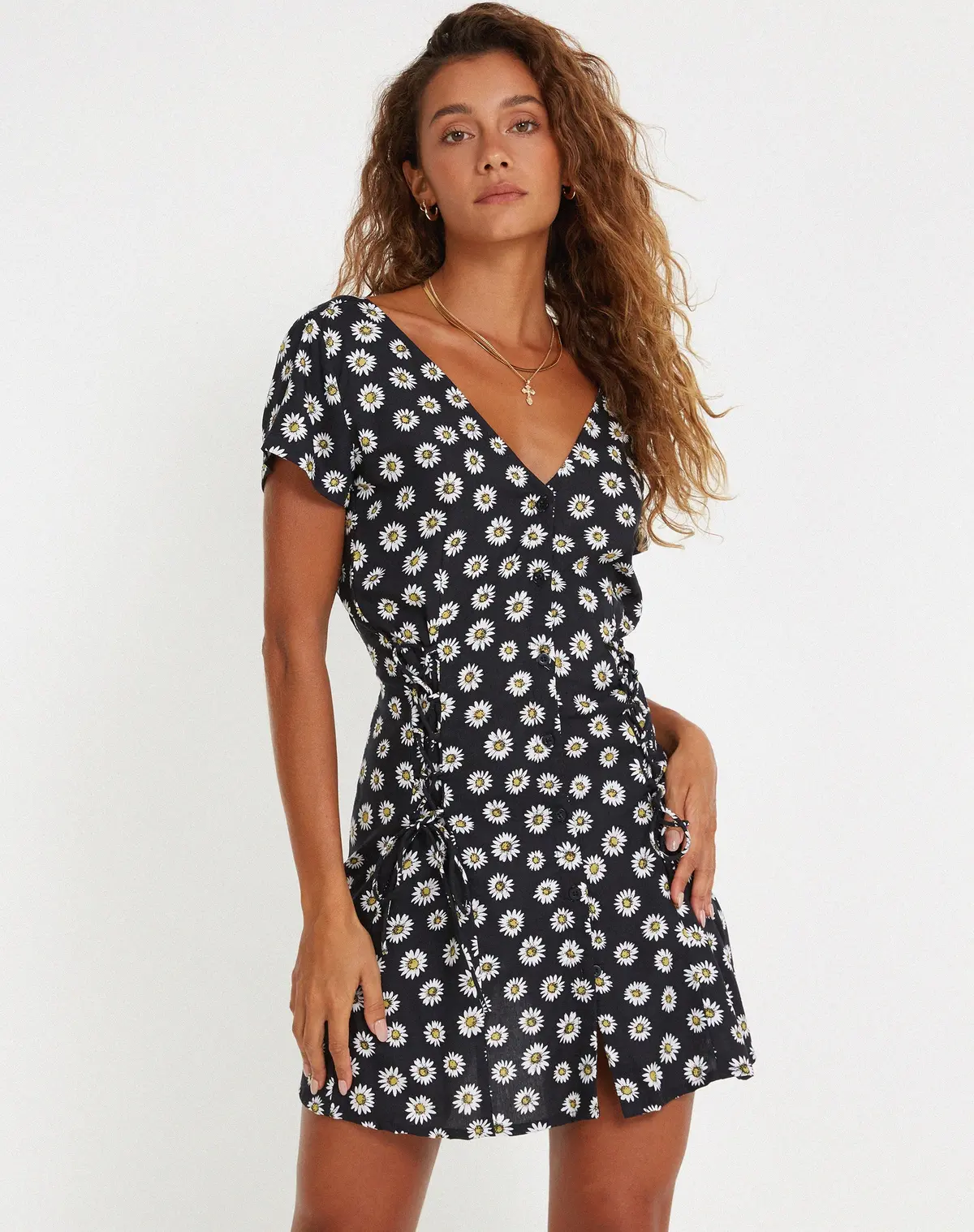 Calliope Mini Dress In Grunge Daisy Black 1