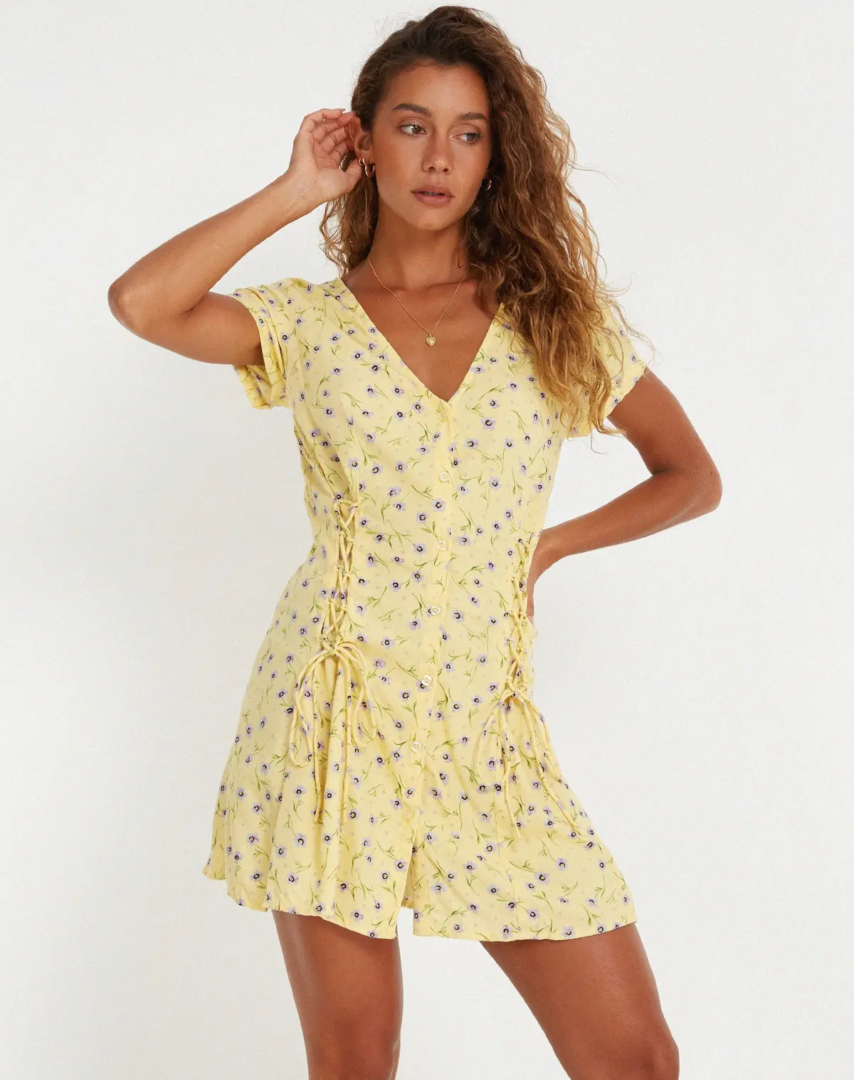 Calliope Mini Dress In Wild Flower Lemon Drop 1