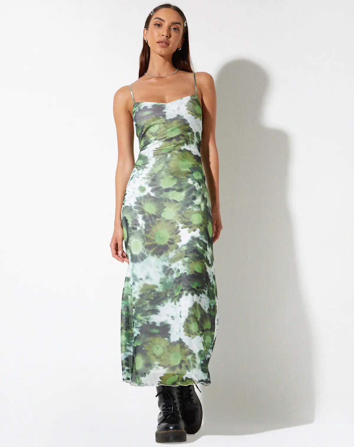 Chanda Maxi Dress In Xray Blurred Daisy Green 3