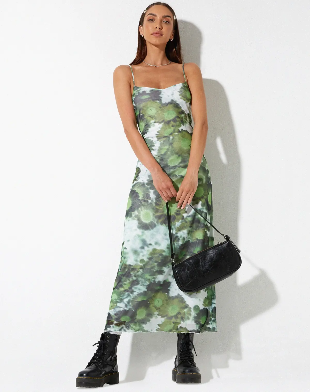 Chanda Maxi Dress In Xray Blurred Daisy Green 1