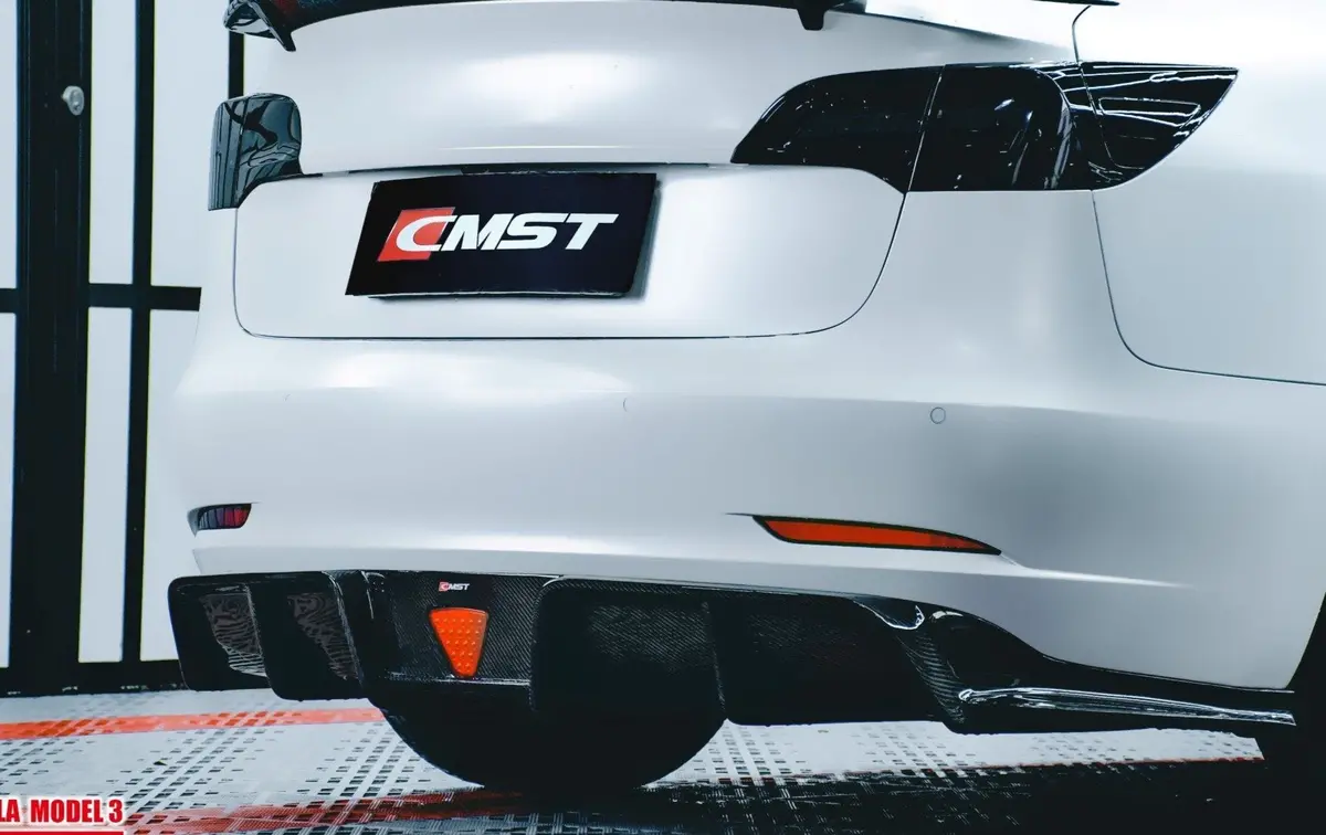 New Release!! Cmst Tesla Model 3 Carbon Fiber Rear Diffuser Ver.3 1