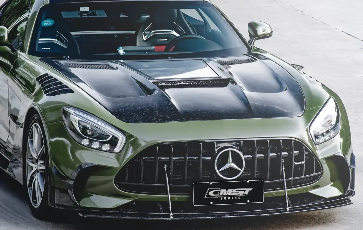 Cmst Carbon Fiber Clear View Tempered Glass Transparent Hood Black Series Style For Mercedes Benz C190 Amg Gt Gts Gtc Gtr 1