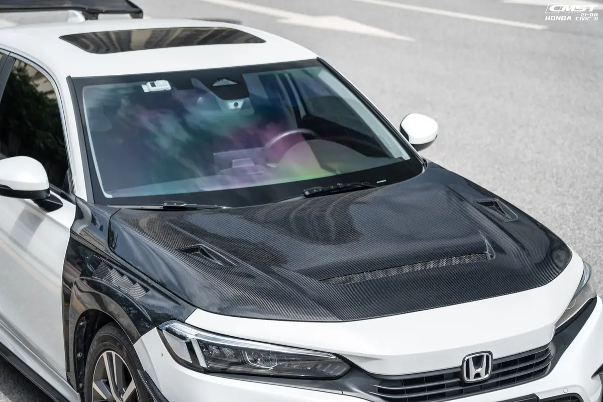 Cmst Carbon Fiber Vented Hood Bonnet For Honda Civic 11Th Gen Sedan 1
