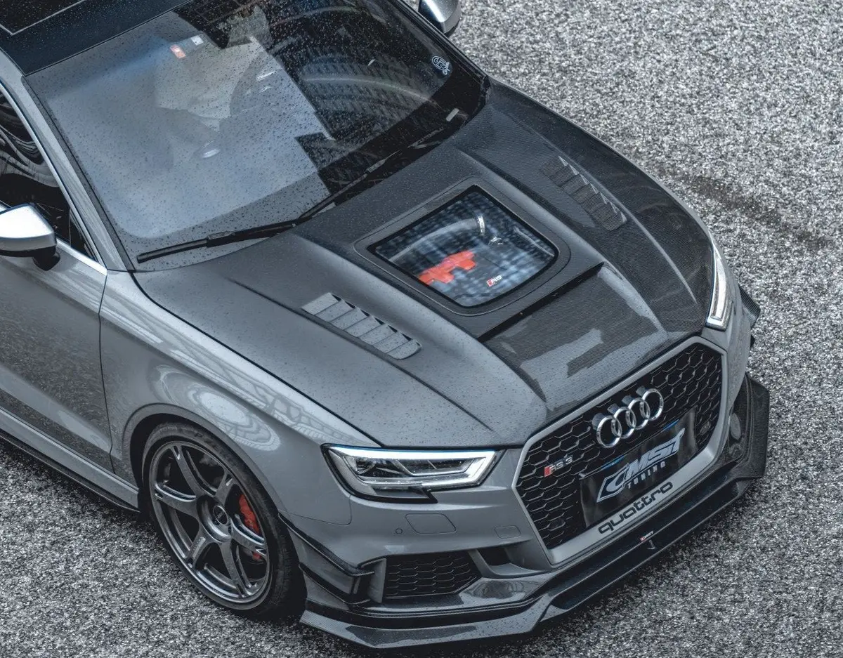 Cmst Glass Transparent Carbon Fiber Hood Bonnet Ver.3 For Audi Rs3 2018-2020 & 2014-2020 A3 & A3 S Line & S3 1