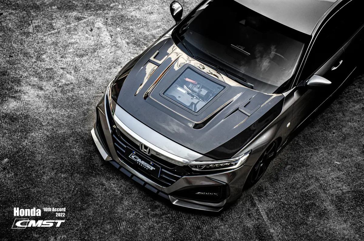 Cmst Carbon Fiber Hood Bonnet Clearview Glass Transparent For Honda Accord 10Th Gen 1