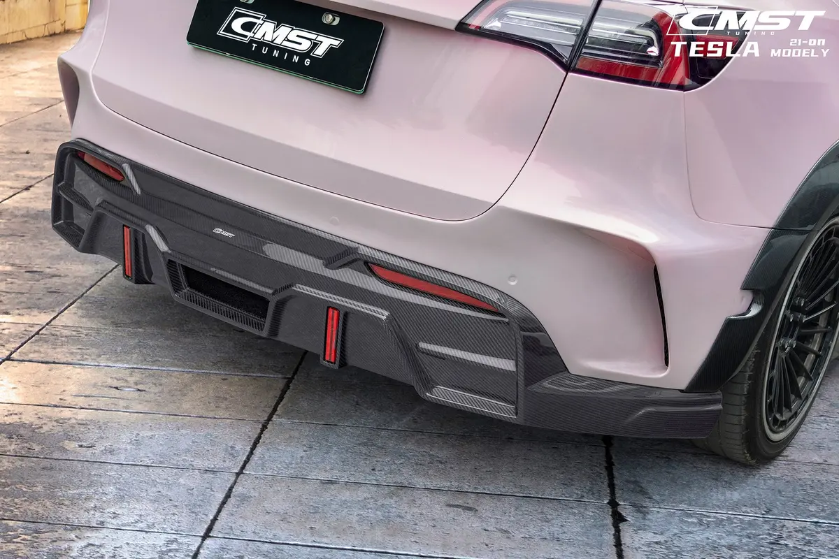 Cmst Carbon Fiber Rear Diffuser Ver.4 With Tow Hook Access For Tesla Model Y 1