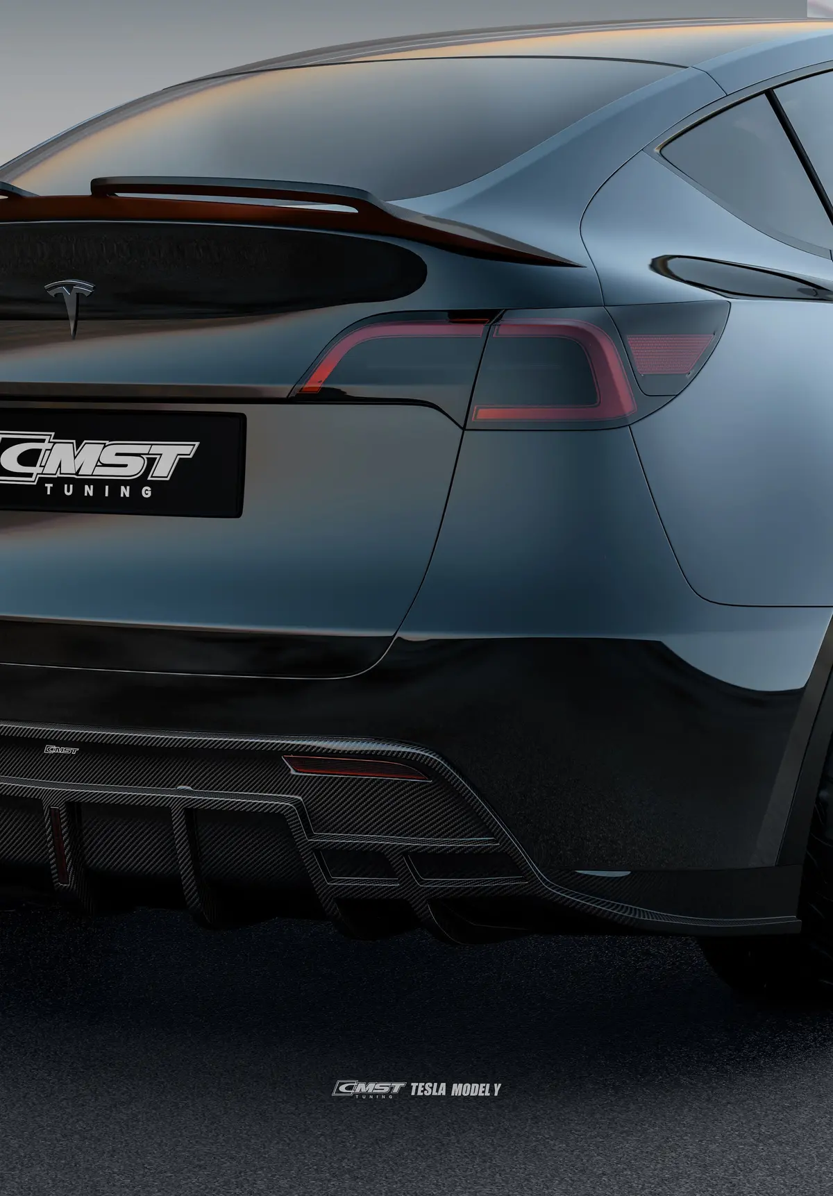 Cmst Carbon Fiber Rear Diffuser Ver.5 For Tesla Model Y 5