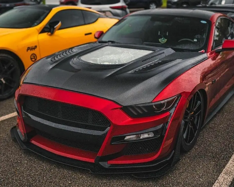 Cmst Carbon Fiber Glass Transparent Hood For Ford Mustang S550.1 2015- 2017 1