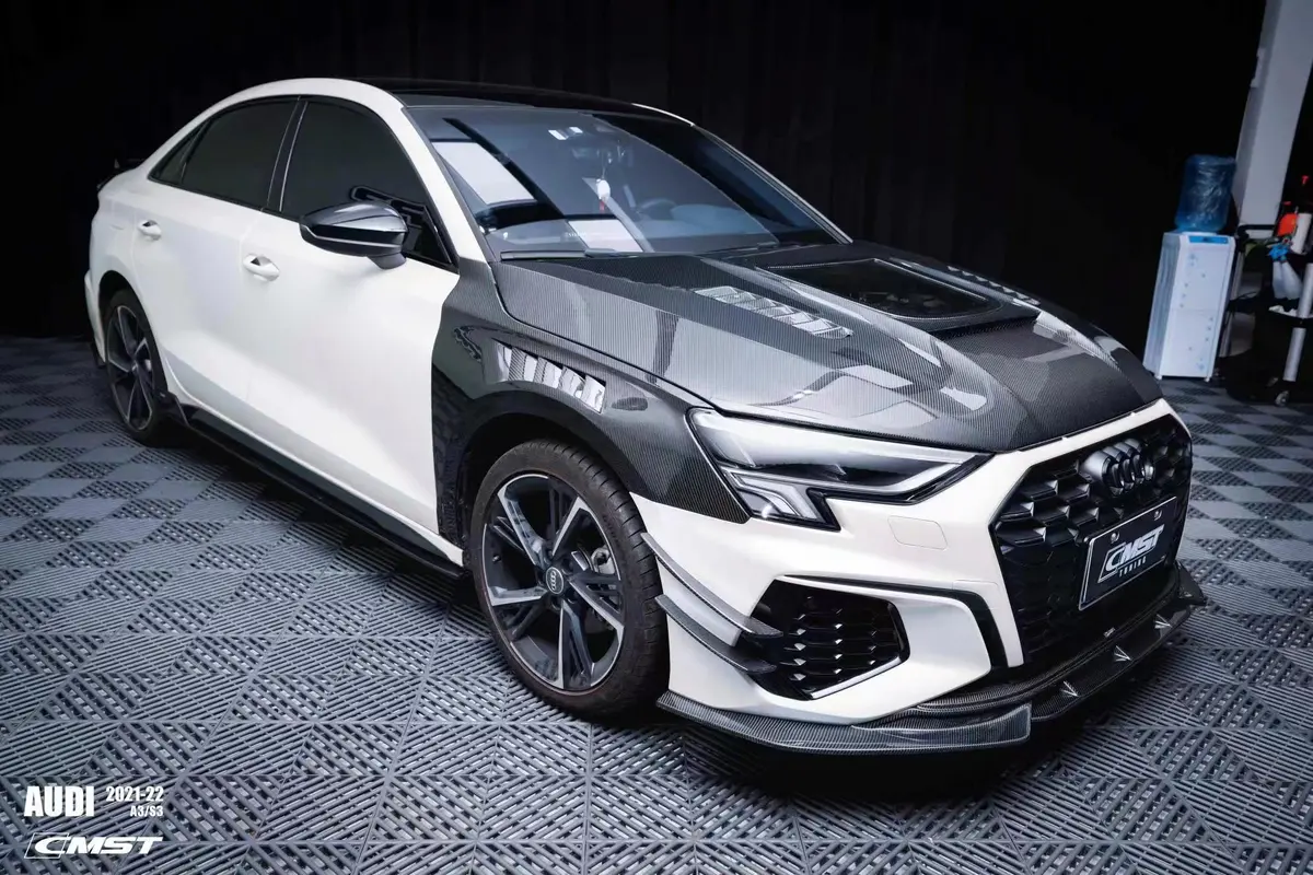 Cmst Tempered Glass Transparent Carbon Fiber Hood Bonnet Ver.1 For Audi Rs3 S3 A3 8Y 2021-On 3