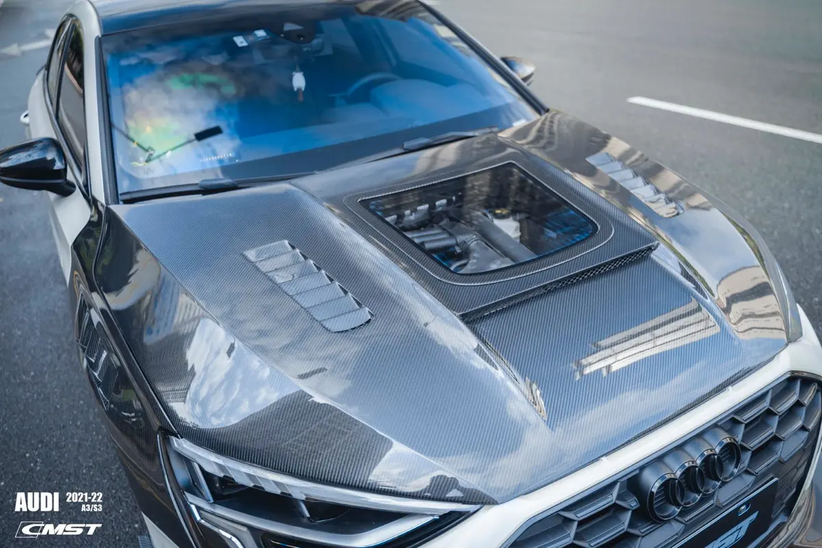 Cmst Tempered Glass Transparent Carbon Fiber Hood Bonnet Ver.1 For Audi Rs3 S3 A3 8Y 2021-On 6