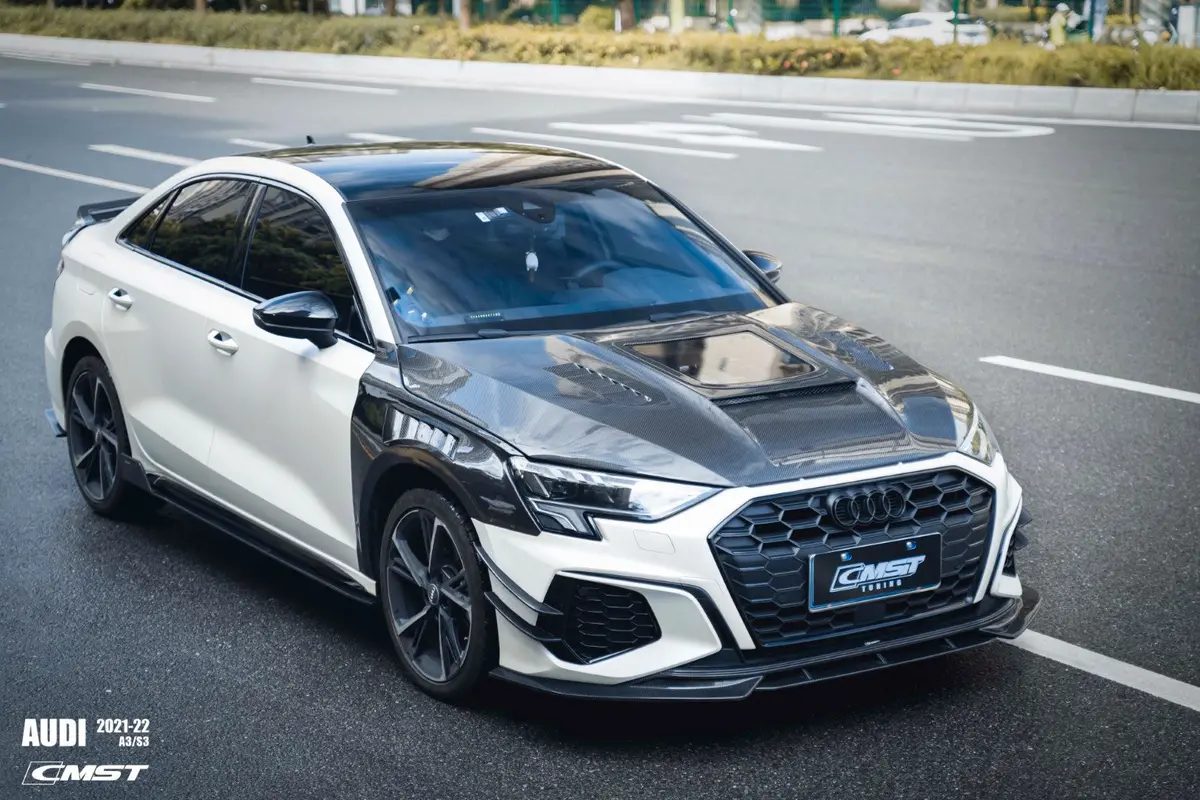 Cmst Tempered Glass Transparent Carbon Fiber Hood Bonnet Ver.1 For Audi Rs3 S3 A3 8Y 2021-On 1