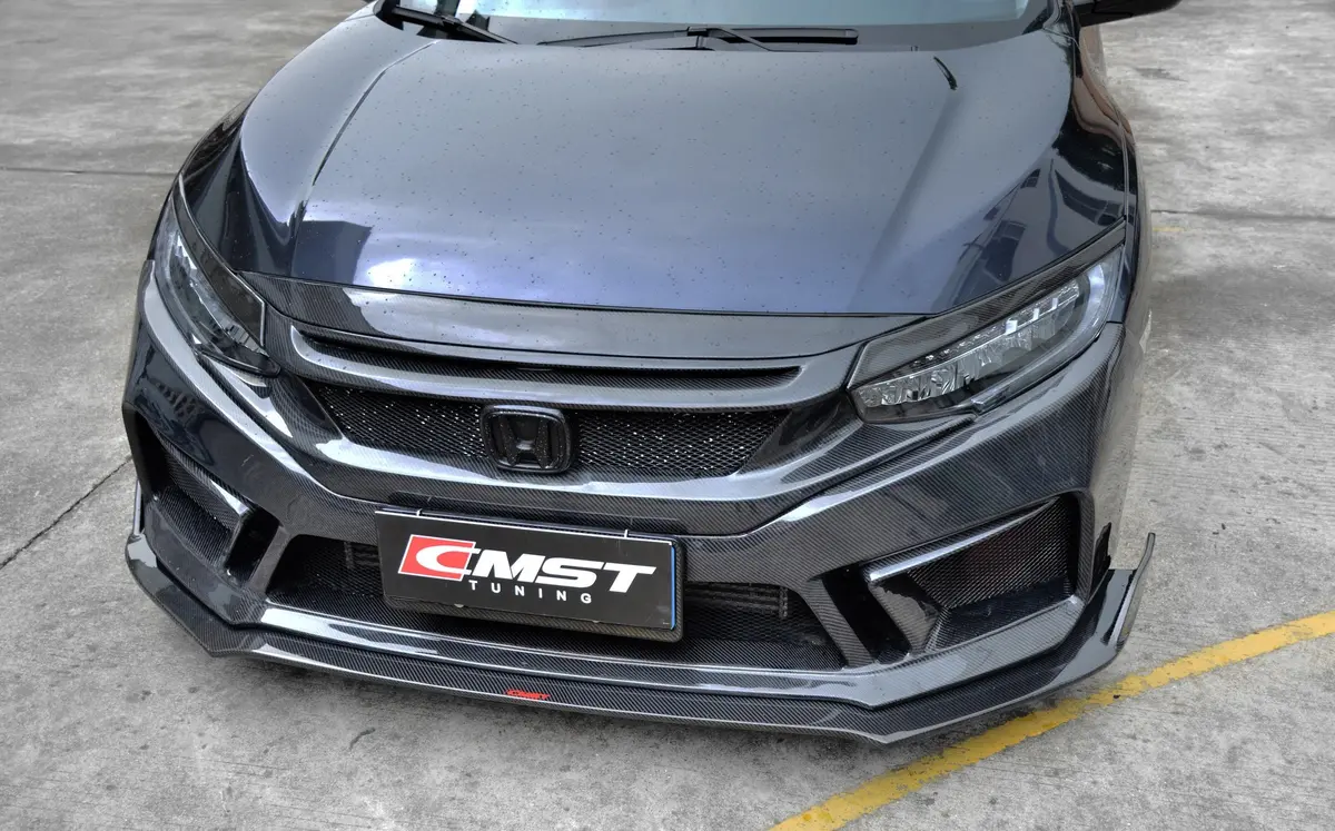 Cmst Carbon Fiber Front Bumper & Front Lip For Tuning Honda Honda 10Th Gen Civic 2