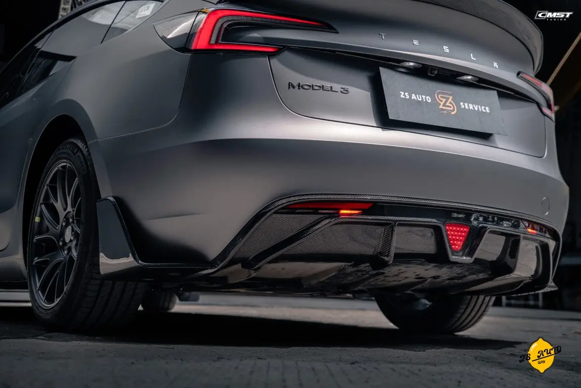Cmst Carbon Fiber Rear Diffuser & Canards For Tesla Model 3 2024-On 12