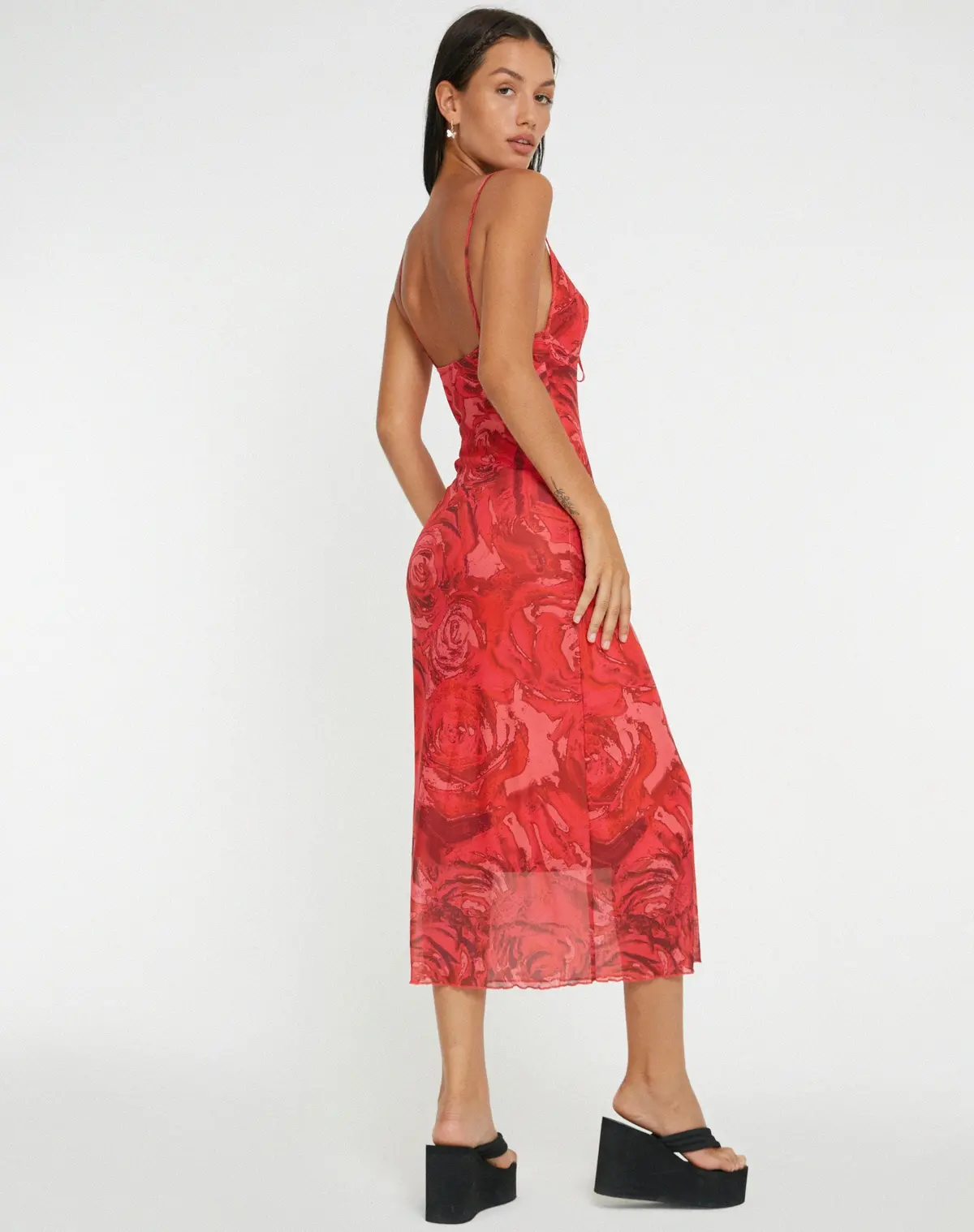Coya Midi Dress In Rose Petal Red 2