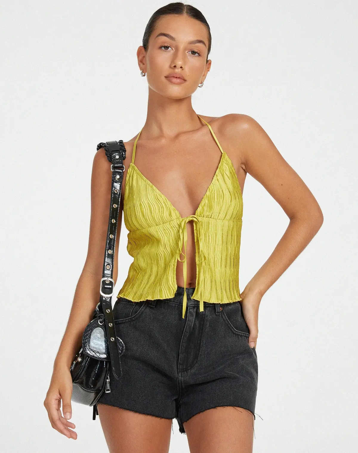 Dama Crop Top In Crinkle Gold 1