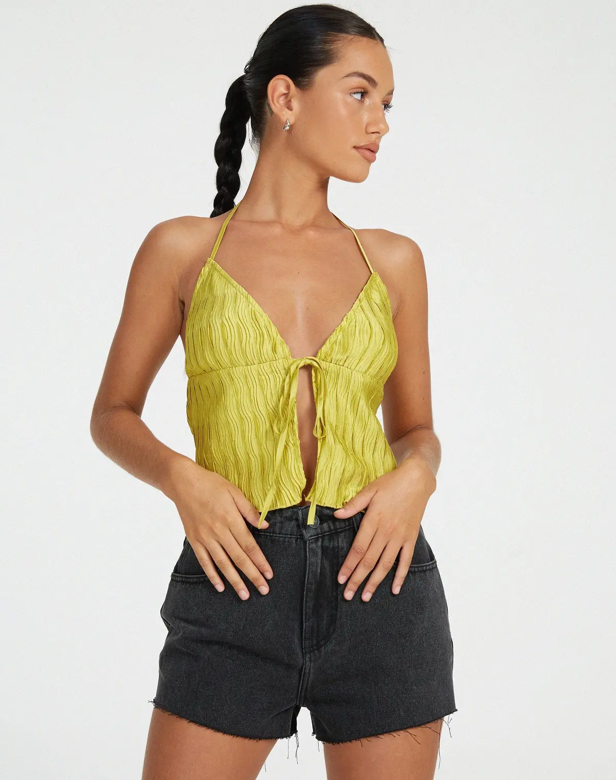 Dama Crop Top In Crinkle Gold 5