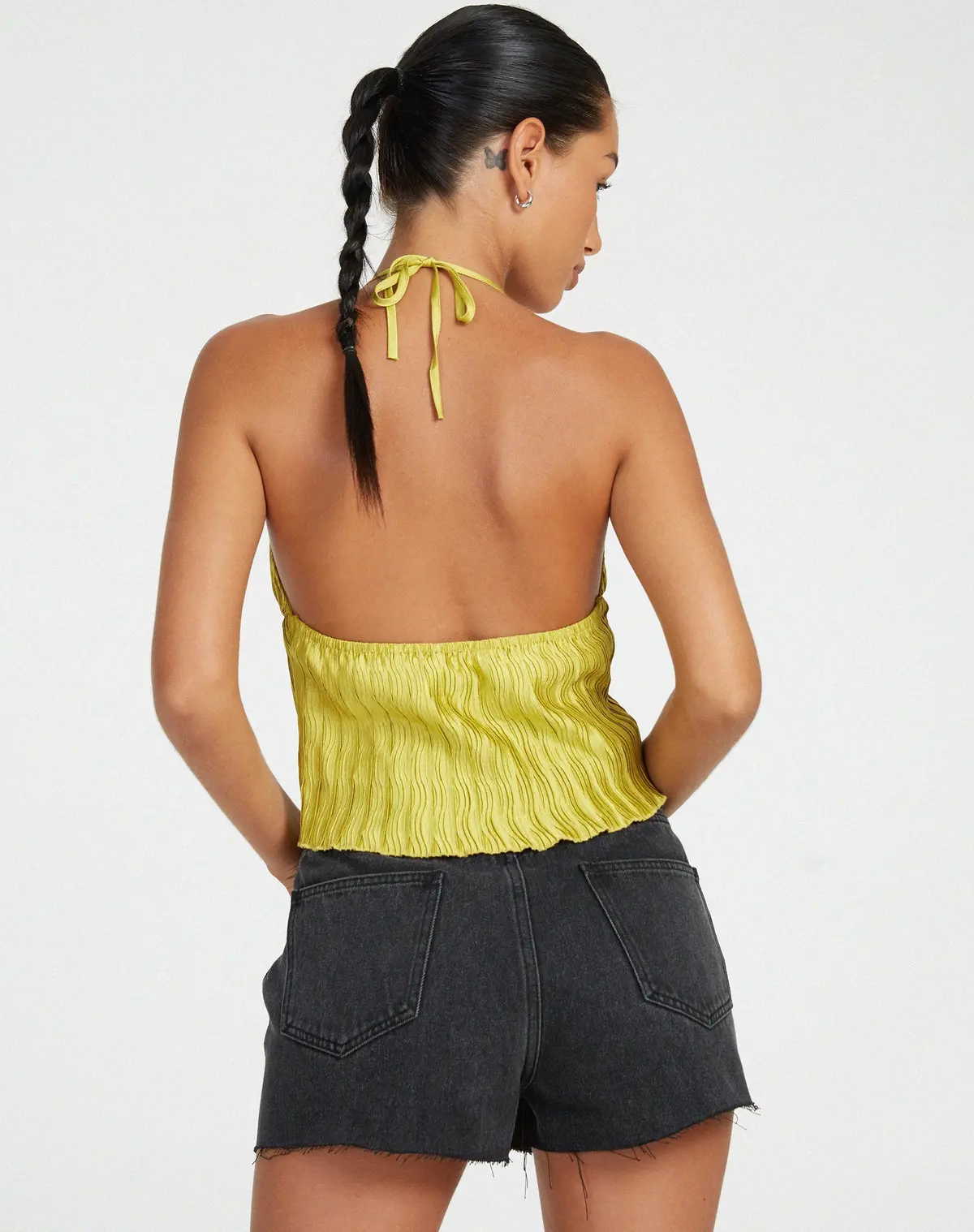 Dama Crop Top In Crinkle Gold 3