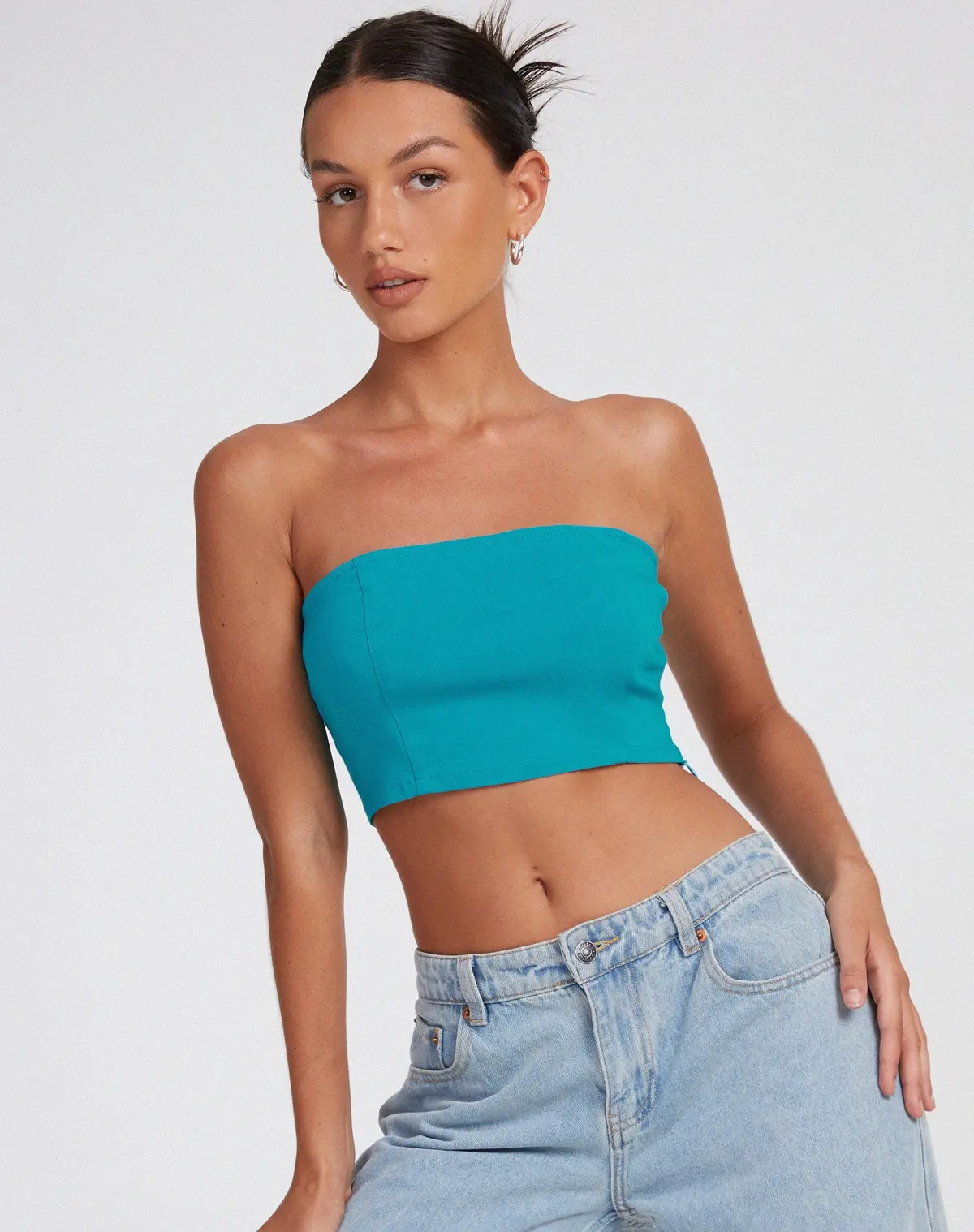 Danela Bandeau Top In Tailoring Azure Blue 1