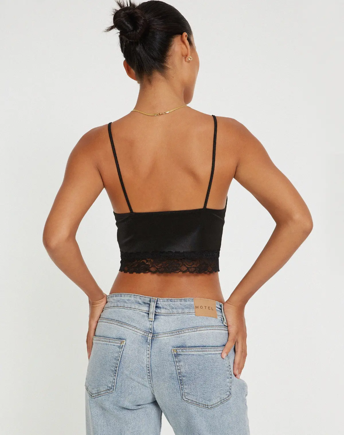 Datuk Crop Top In Satin Black 3