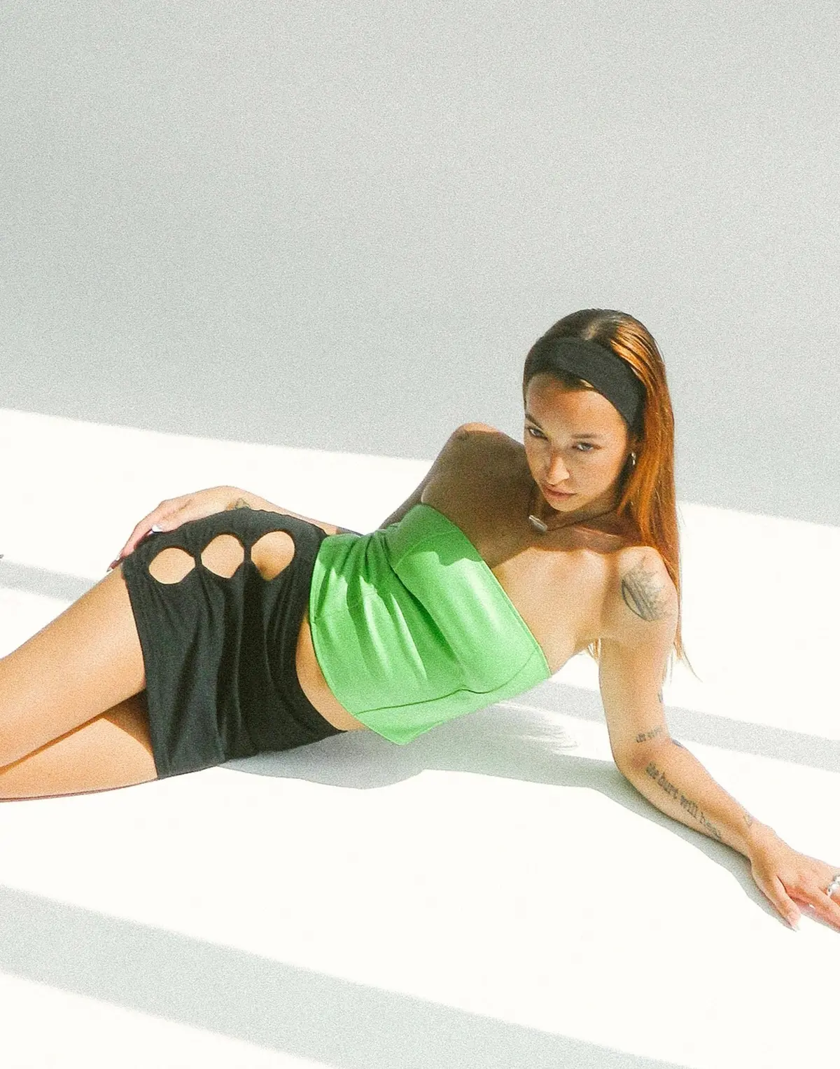 Dena Corset Top In Pu Neon Green 1
