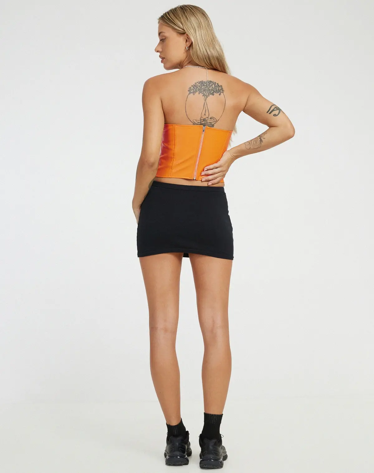 Dena Corset Top In Pu Neon Orange 6