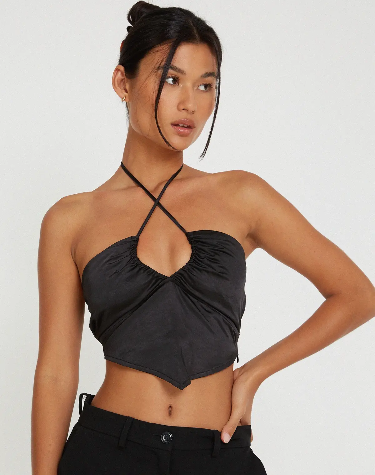 Domila Top In Satin Black 1
