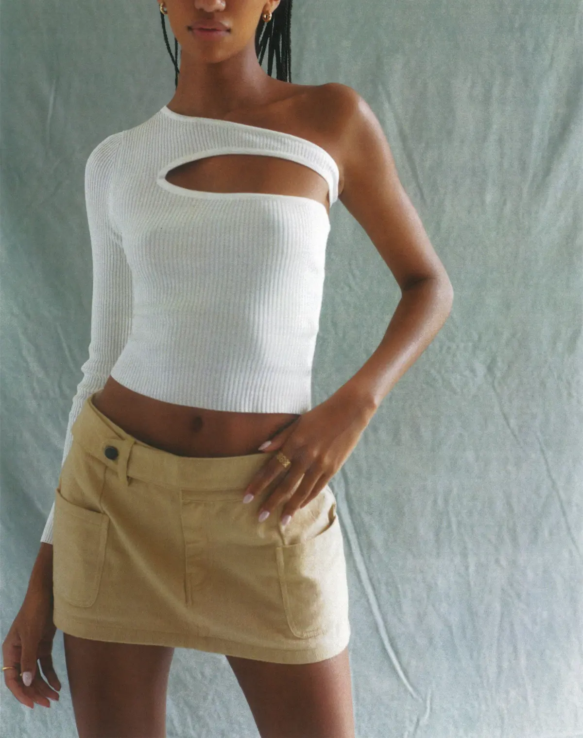 Motel X Olivia Neill Stina Cargo Micro Skirt In Tan 2